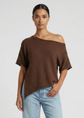 Lisbon Asym Knit Tee, Choc