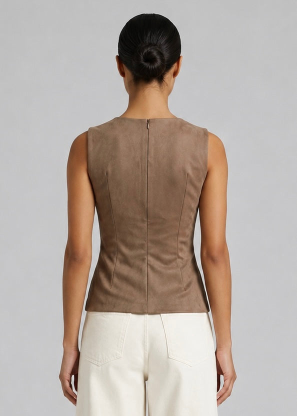 Mustang Faux Suede Top, Brown