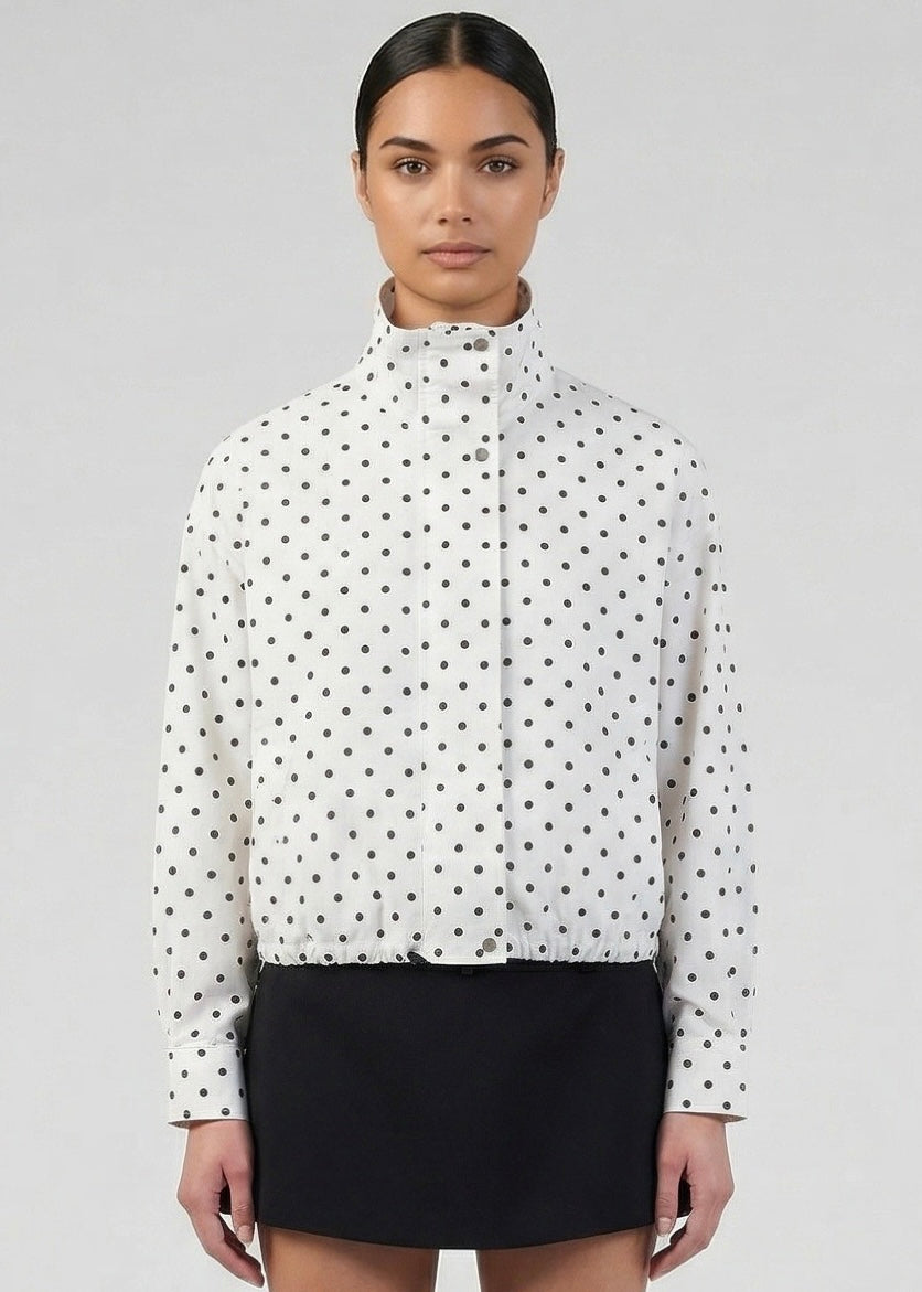 Emmie Bomber, White/Polka