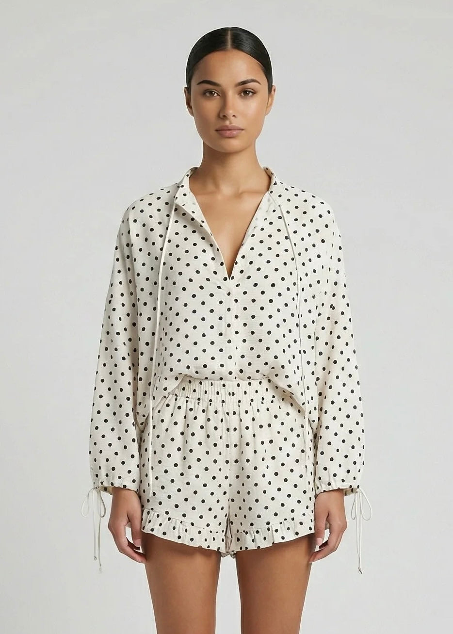 Peyton Polka Short Set, Off White