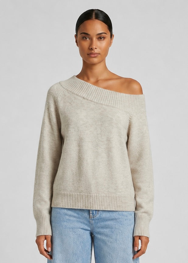Ollie Off The Shoulder Knit, Oatmeal