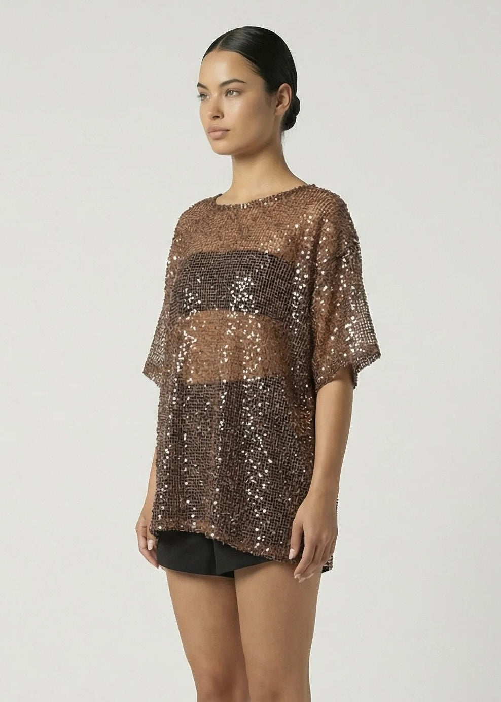 Venus Shimmer Top, Mocha