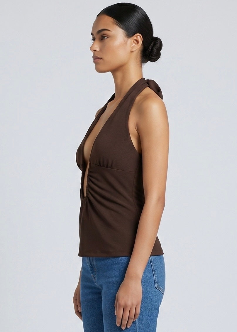 Nula Halter Top, Choc