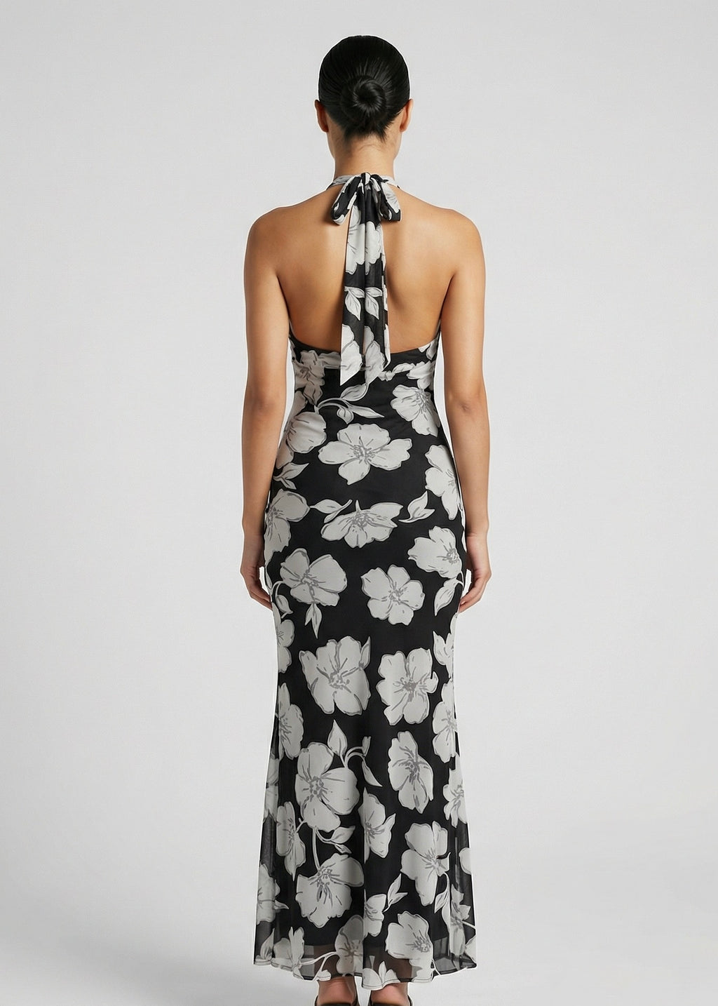 Montego Halter Maxi Dress, Blk Floral