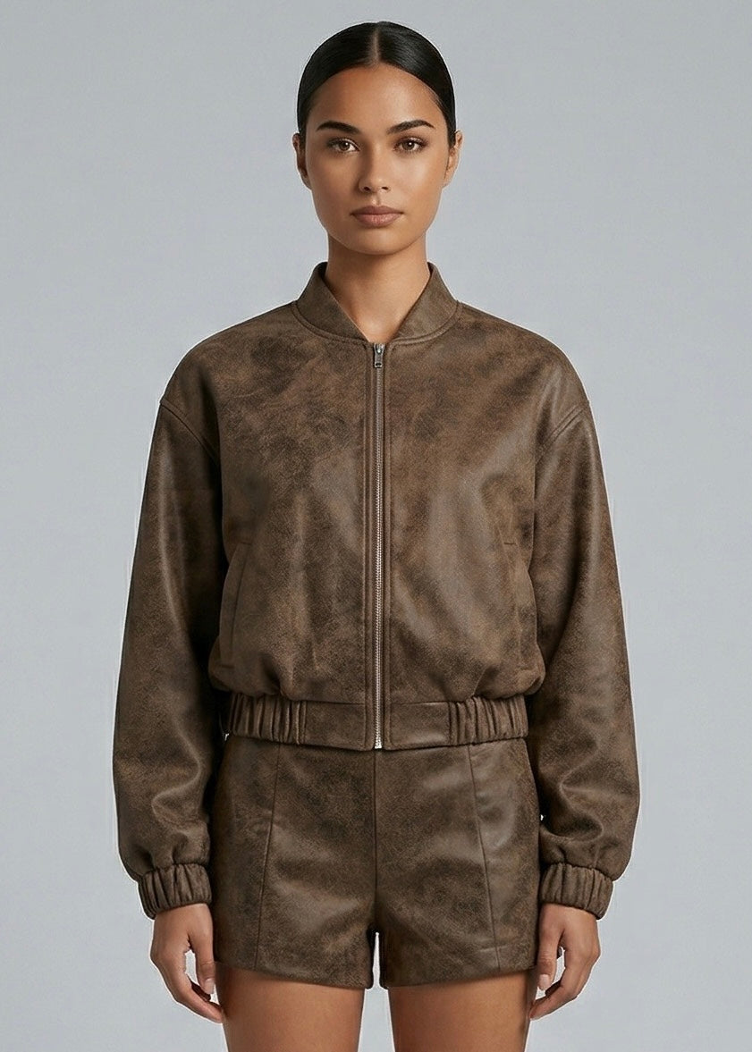 Farro Bomber Jacket, Mottle Brown