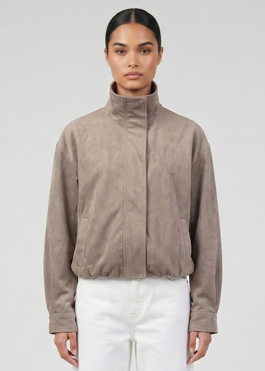 Everett Bomber, Oyster/Faux Suede