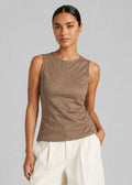 Mustang Faux Suede Top, Brown