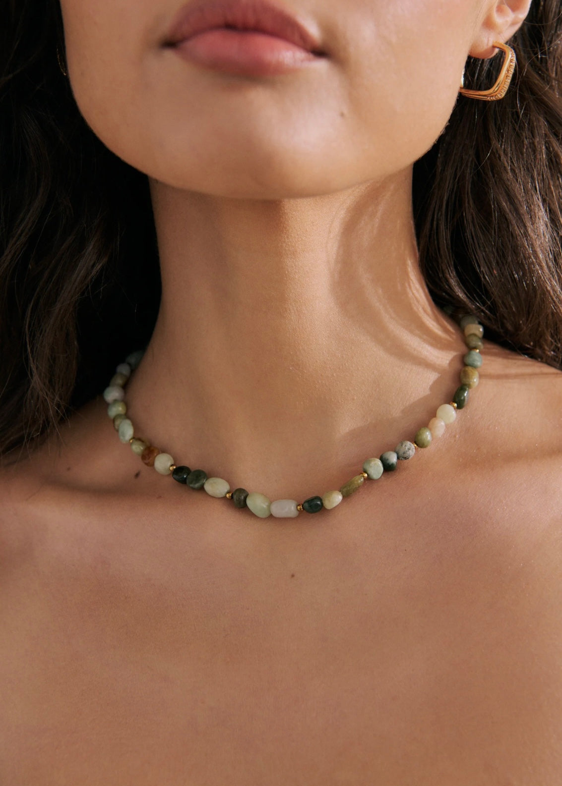 Miri Beaded Necklace, Green / Mixed Stone