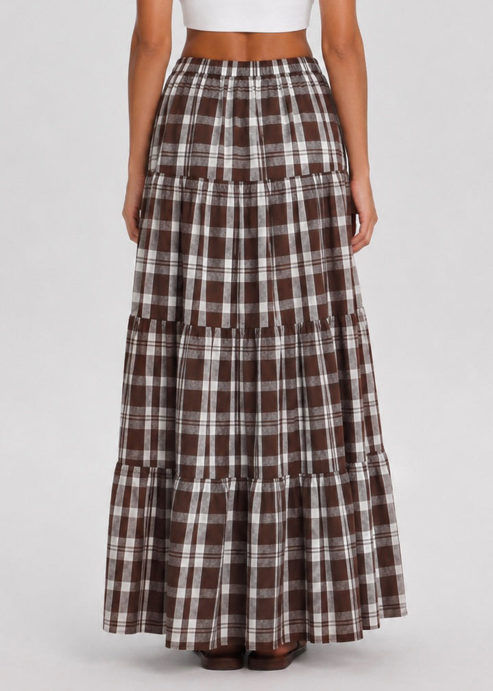 Whitney Maxi Skirt, Choc/Check