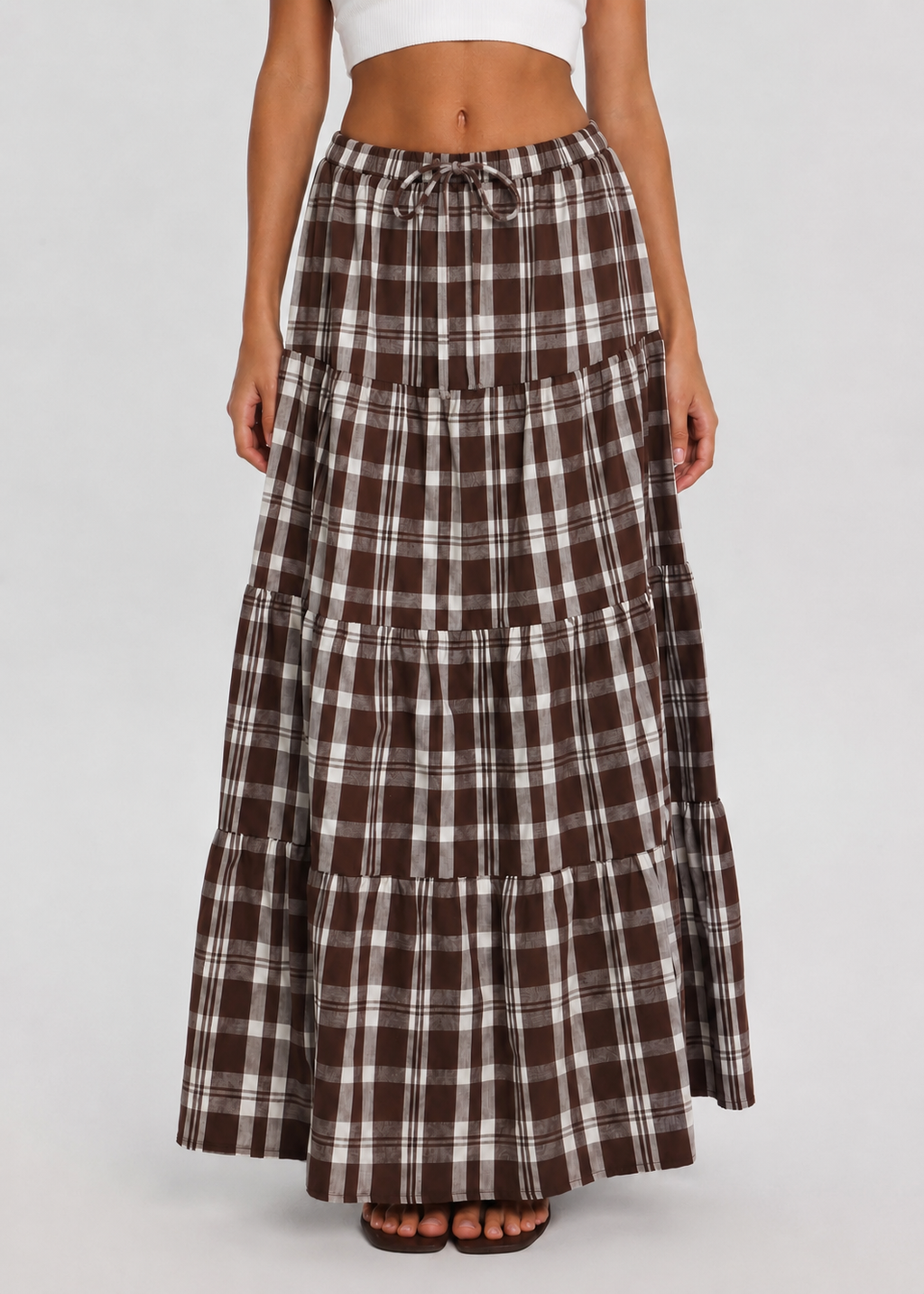 Whitney Maxi Skirt, Choc/Check