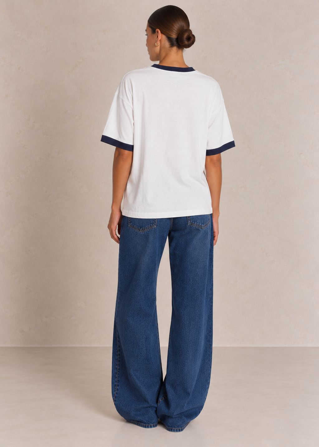 League Tee, White/Navy