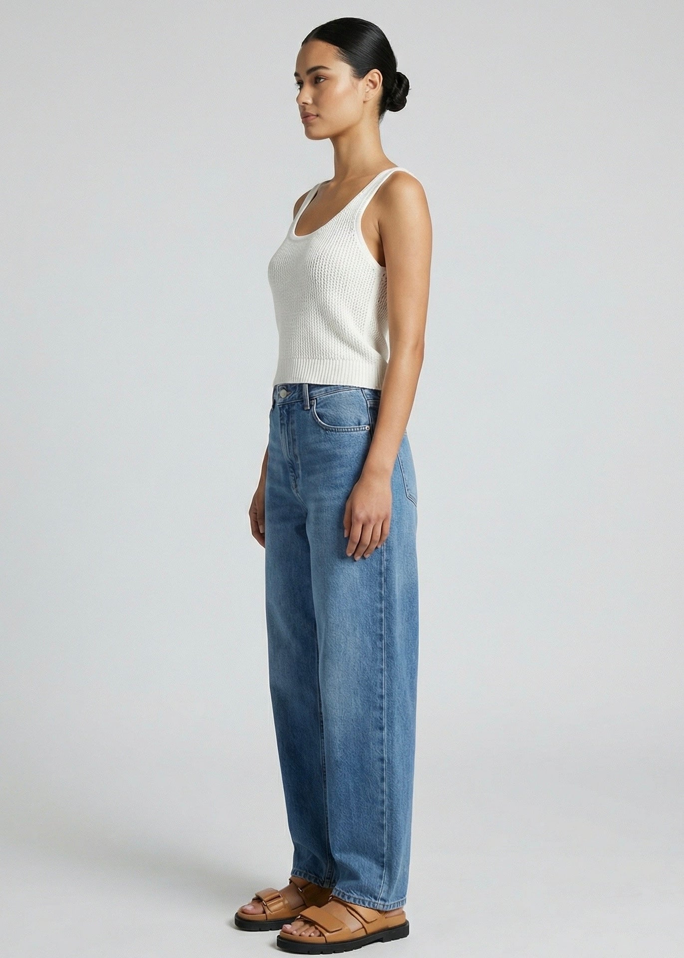 Dustin Barrel Jeans, Mid Wash Denim