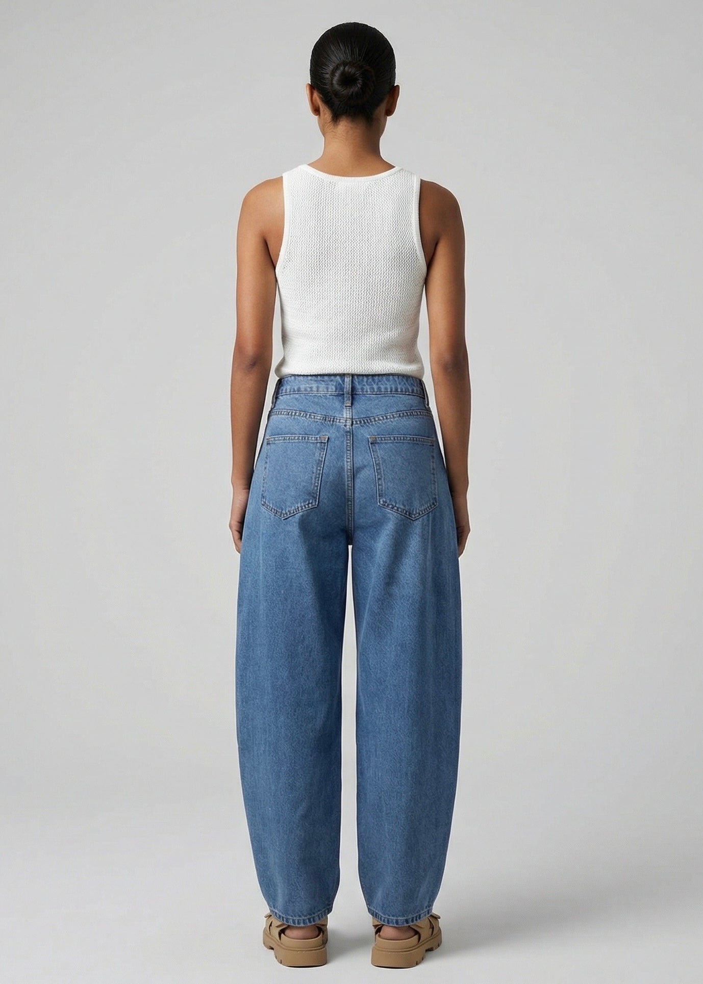 Dustin Barrel Jeans, Mid Wash Denim