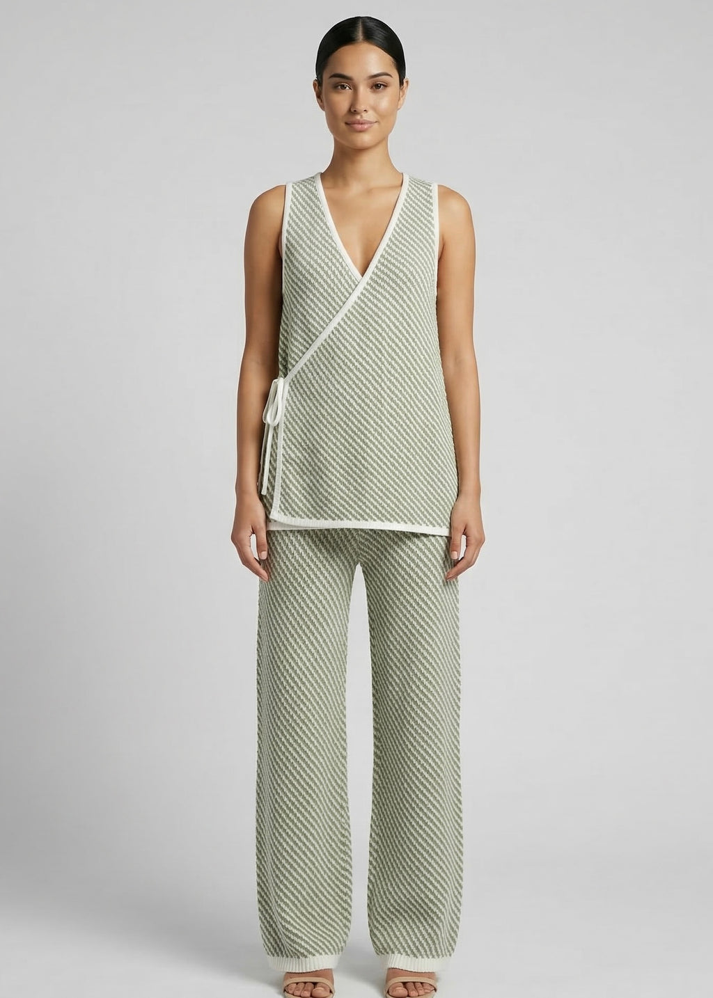 Durham Knit Pant, White/Green