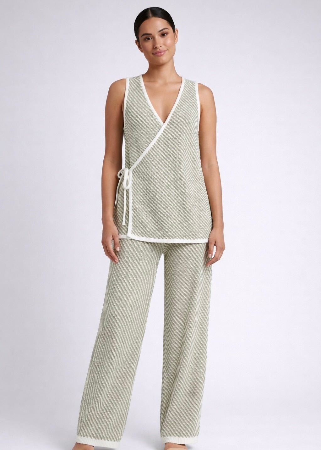 Durham Knit Pant, White/Green