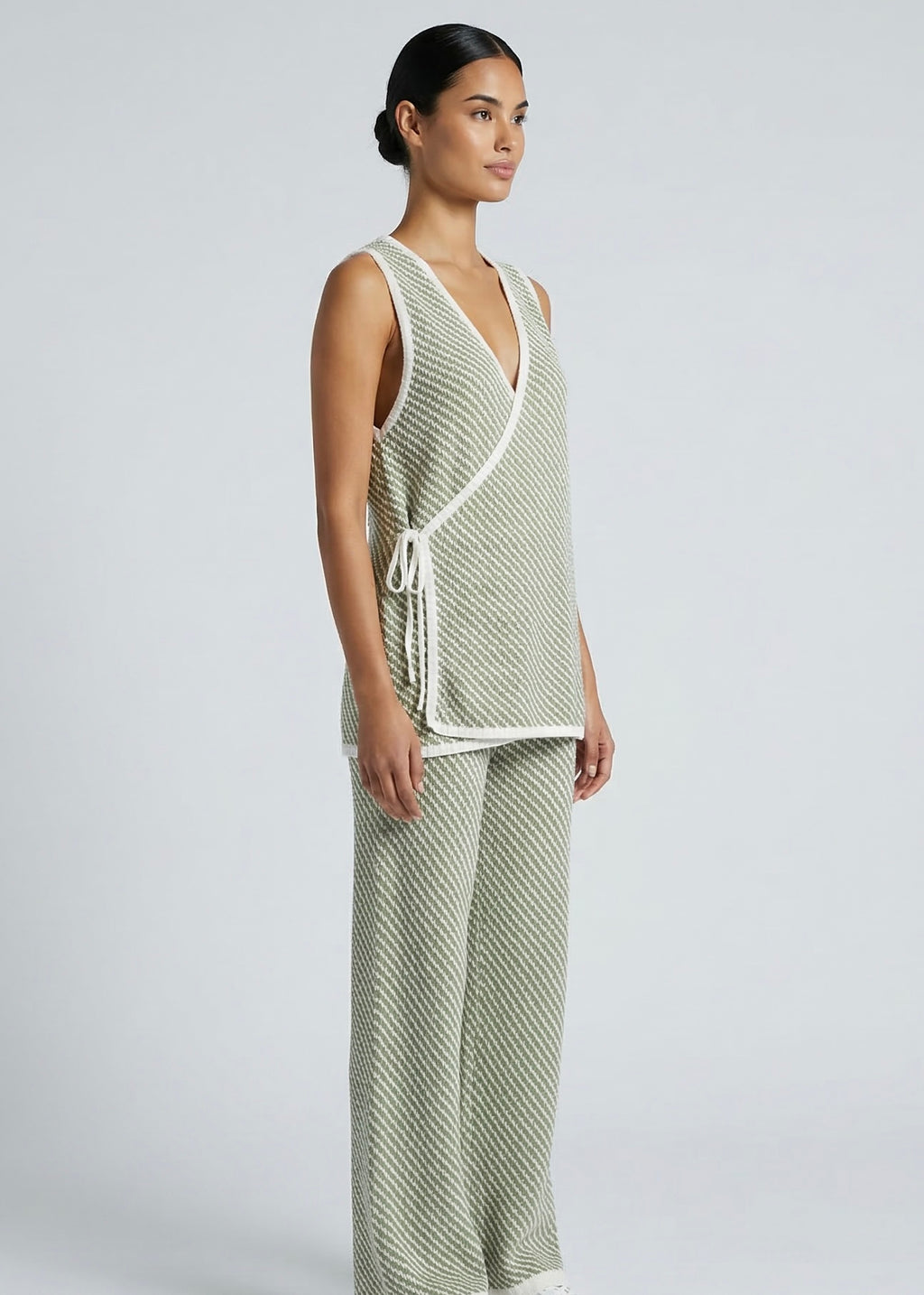 Durham Knit Pant, White/Green