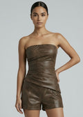 Farro Strapless Top, Mottle Brown