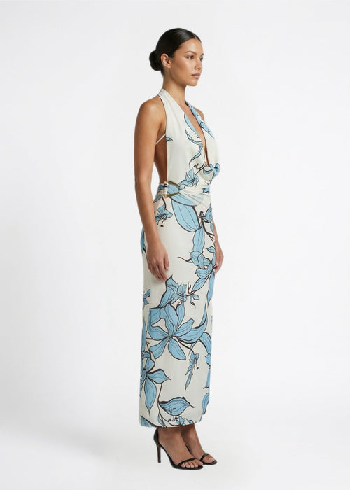 Anya Maxi Dress, Cream/Blue