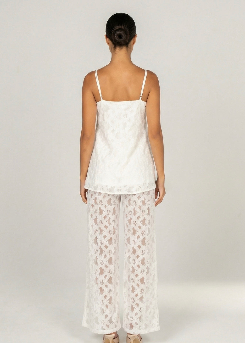 Romada Lace Pant Set, Wht