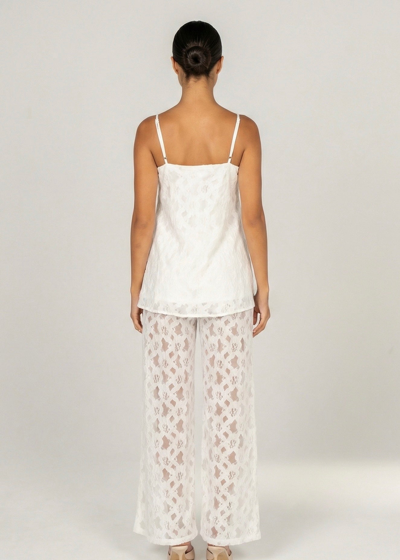 Romada Lace Pant Set, Wht