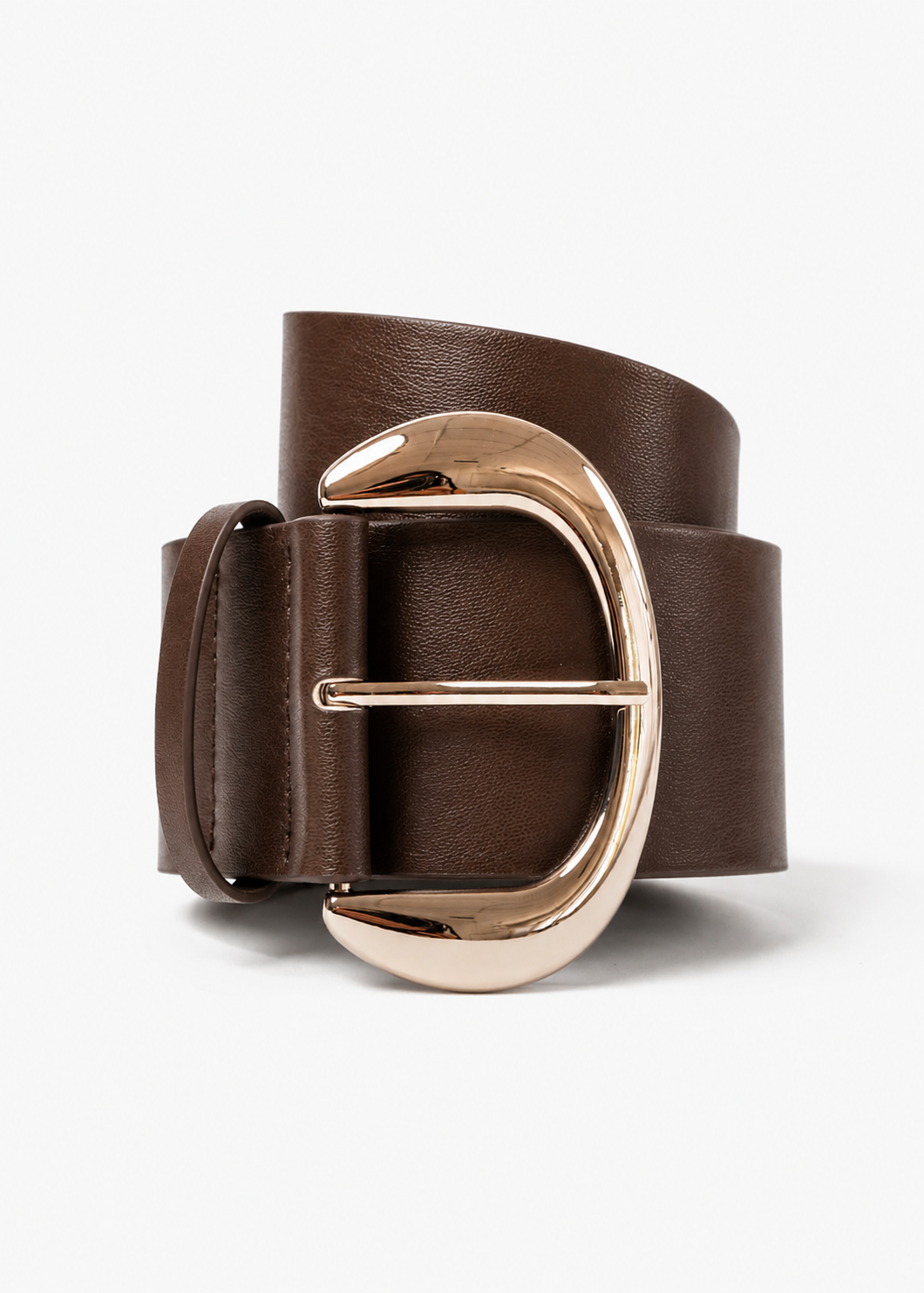 Leni Wide Belt, Choc/Gold