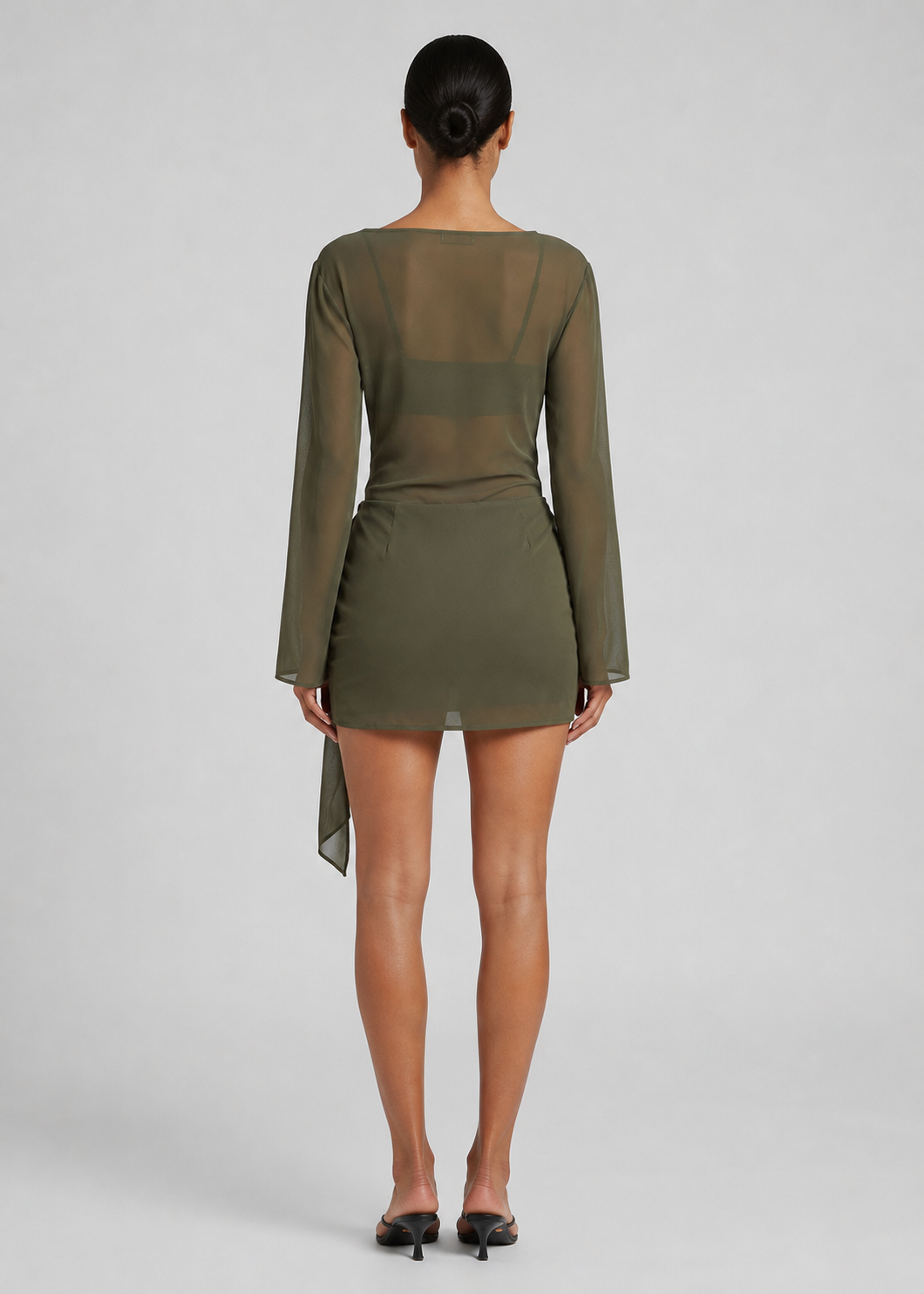 Viore Mesh Mini Dress, Olive