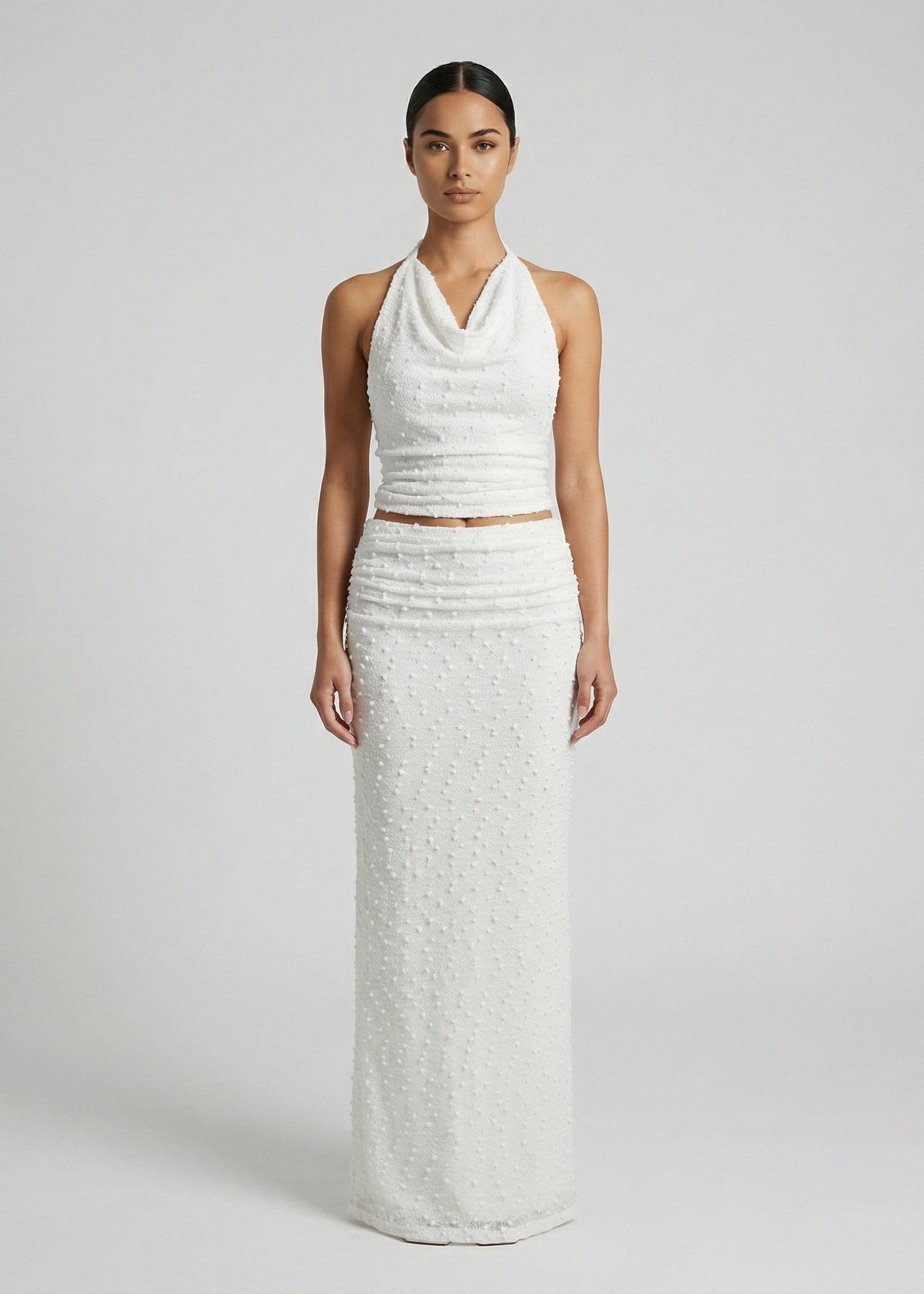 Martini Maxi Skirt Set, White