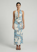 Anya Maxi Dress, Cream/Blue